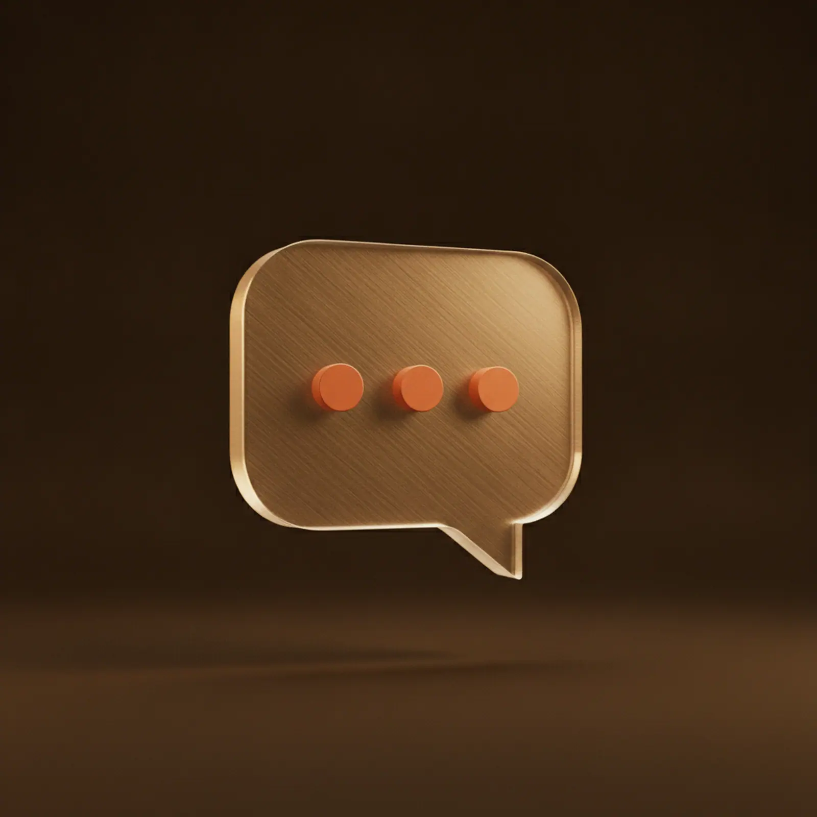Qualification bot — a warm-metal chat bubble with three terracotta dots
