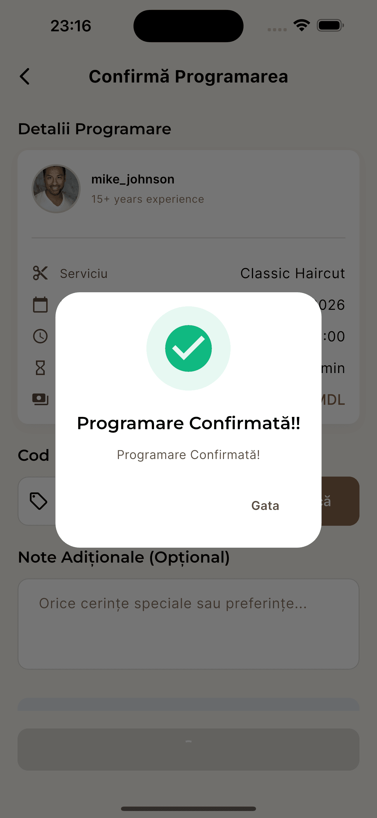 Confirmă — gata