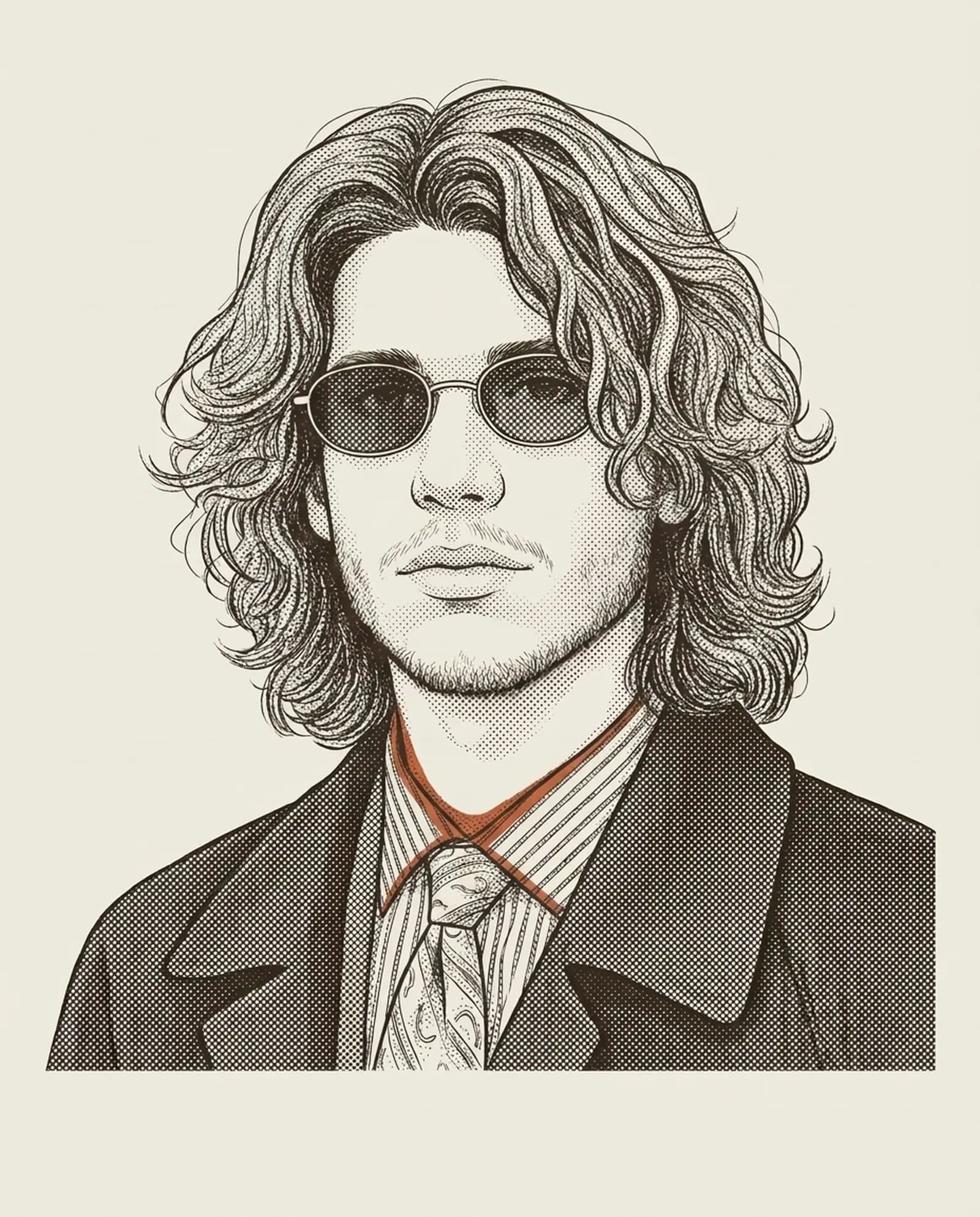 Editorial hedcut portrait of R. Levcenco